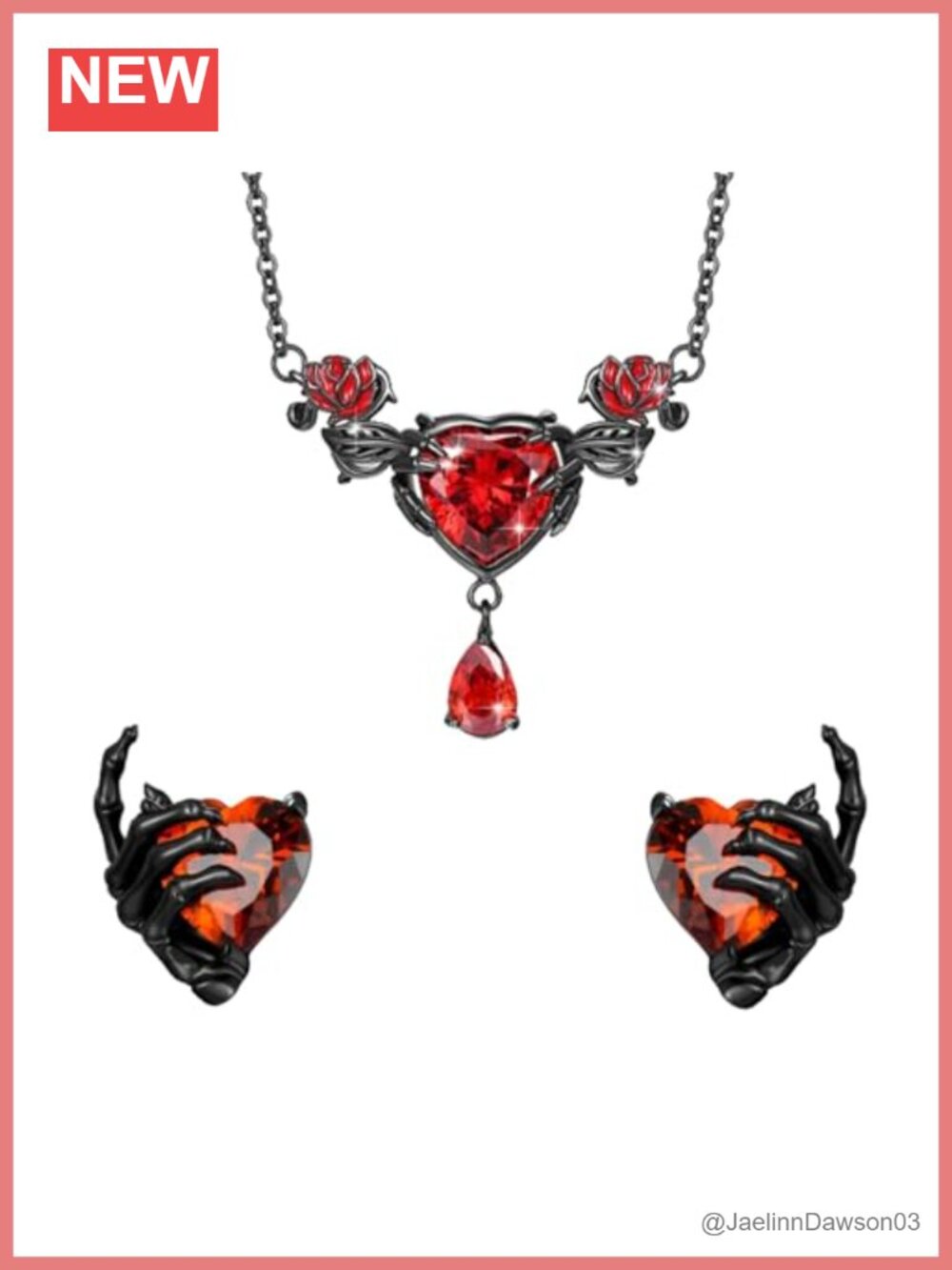 925 Sterling Silver Skeleton Hand Earrings Skull Necklace Gothic Jewelry Set